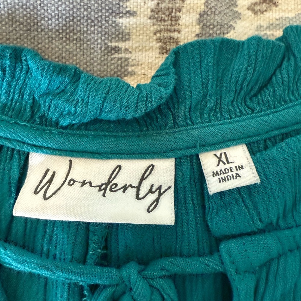 Wonderly Turquoise Blouse with Ruffle Detail - Picture 3 of 6